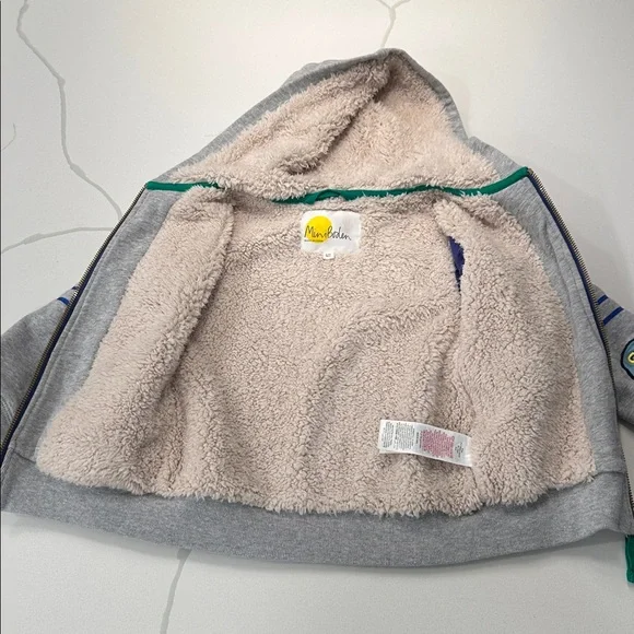 Mini Boden gray space astronaut fleece lined hooded sweatshirt size 2-3 🚀🧑🏼🚀 - Picture 5 of 9